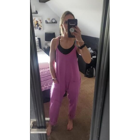 Hot Pink Patch Pocket Baggy Jumpsuit - Picture 4 of 4